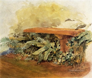 Theodore Robinson Painting - Garden Bench with Ferns Theodore Robinson